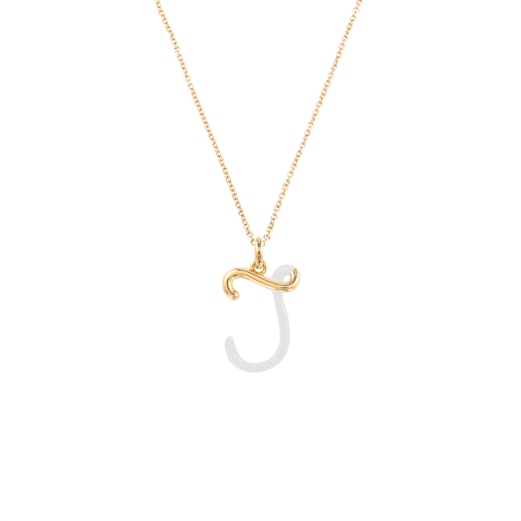 White Enamel Half-Half Initial Pendant Necklace