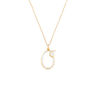 White Enamel Half-Half Initial Pendant Necklace