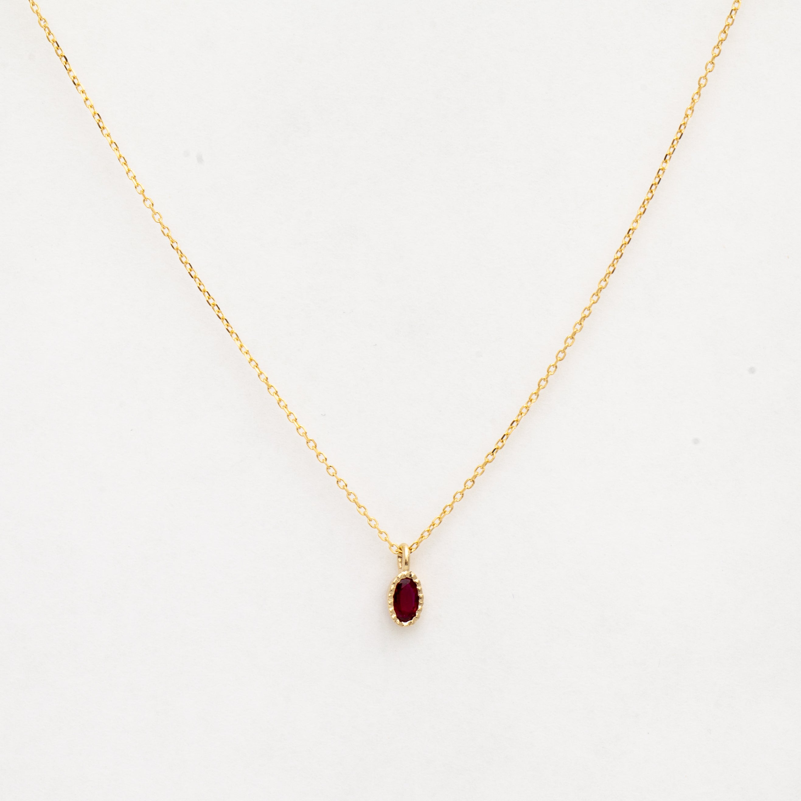 14K Solid Yellow Gold Ruby Necklace, 4mm Bezel Set Ruby Solitaire Necklace,  July Birthstone ,Minimalist Ruby Necklace in 14K Gold, Gemstone