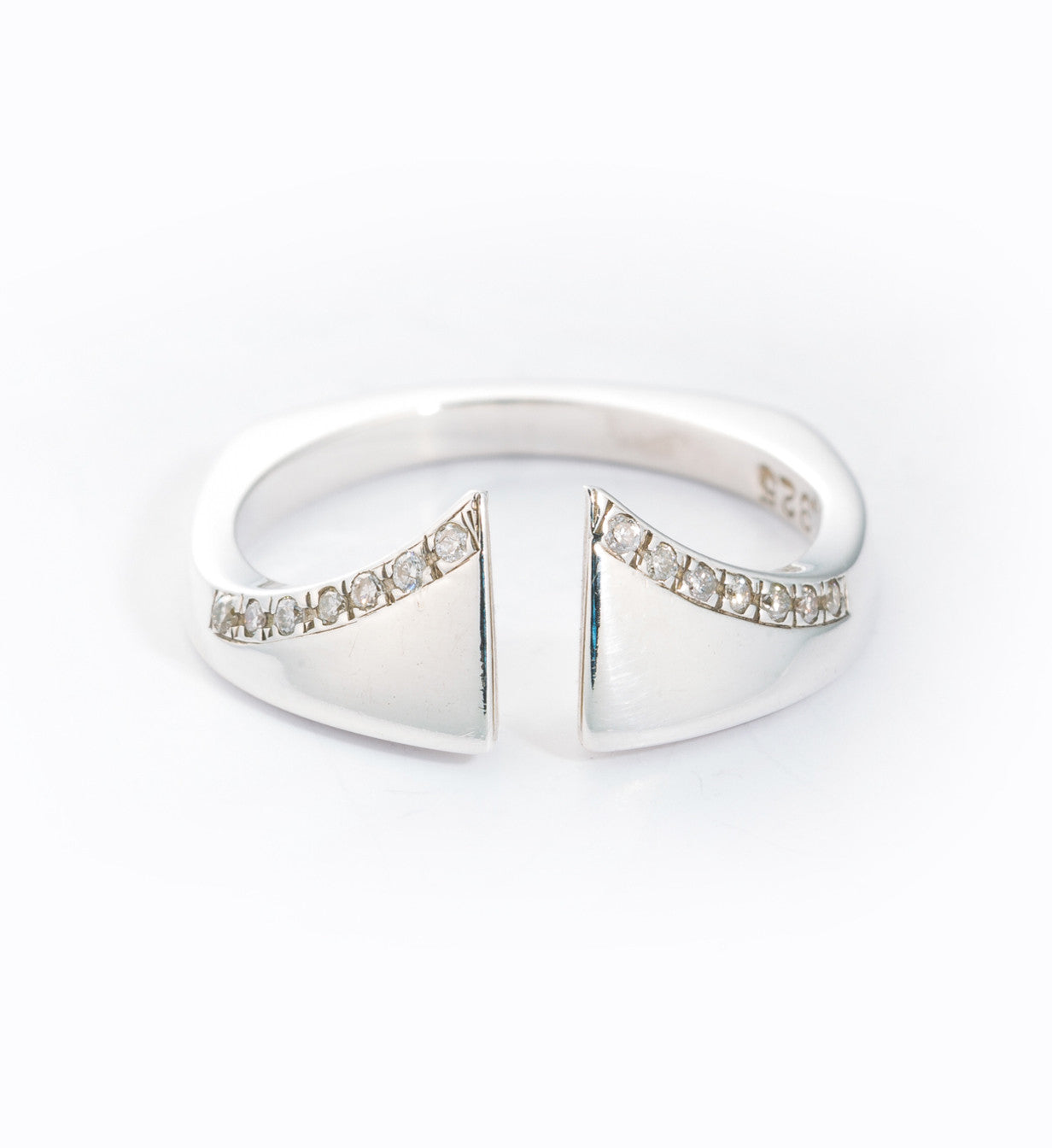 Silver Diamond Pavé Nuance Ring: Front